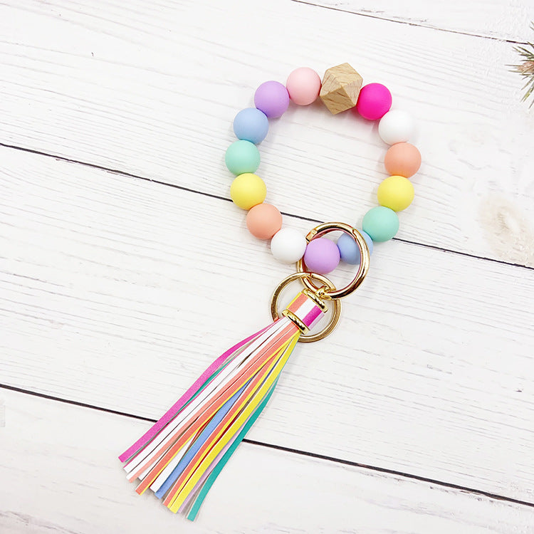 Wholesale Creative Silicone Bead Bracelet Rhizoma Sumac Bead Wrist Keychain